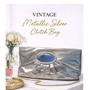Metallic Silver Clutch Purse